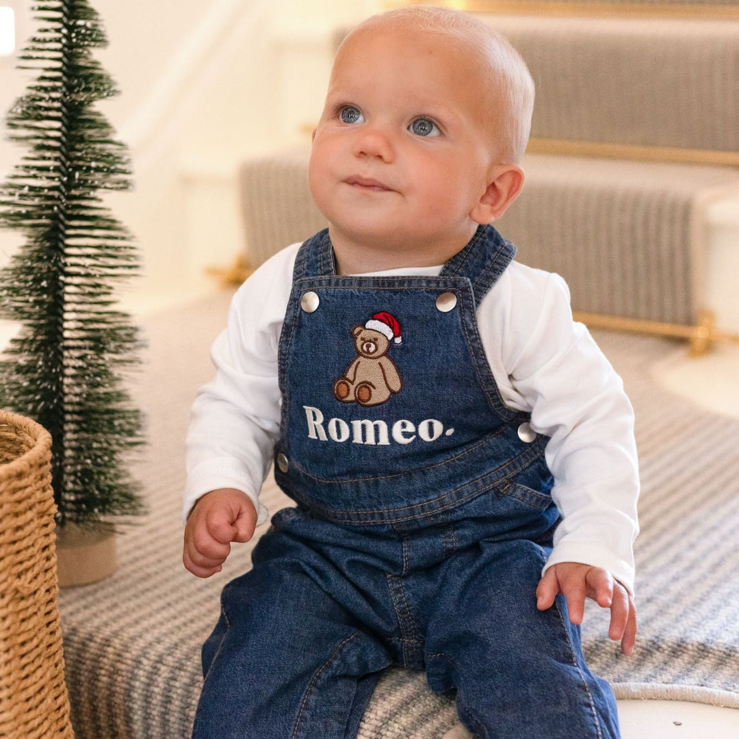 Christmas Bear Denim Dungarees