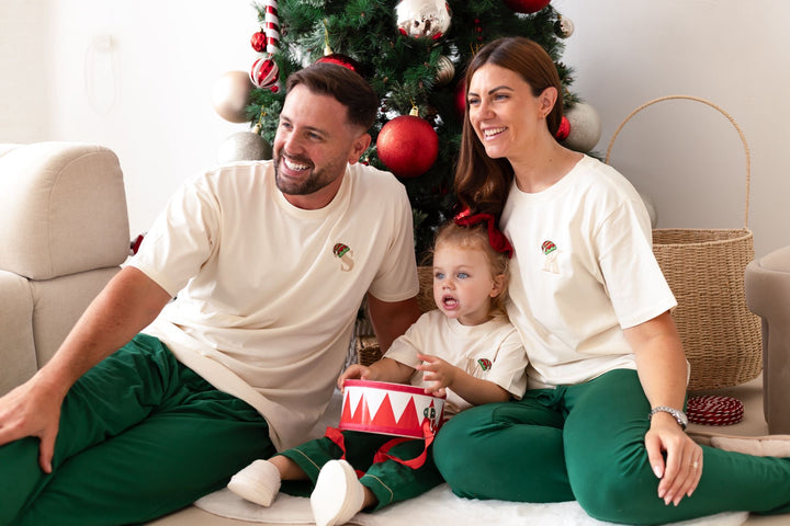 Festive Green Men's matching Elf set - (embroidery)