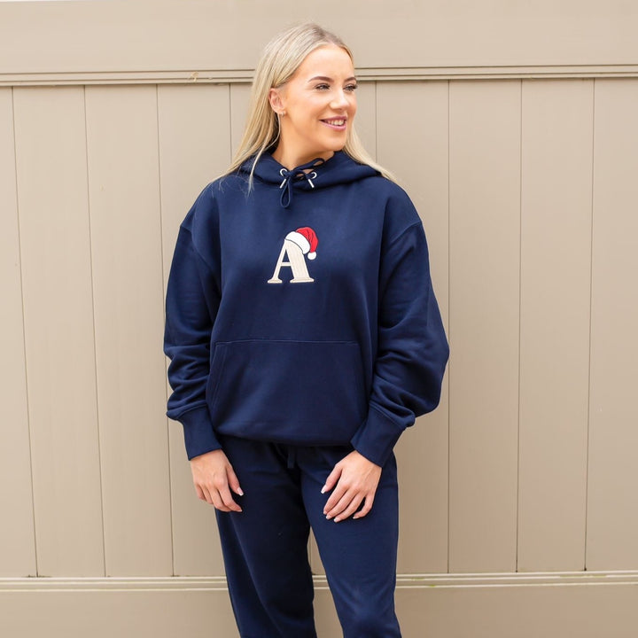 Luxe Oversized Initial Santa Hat Hoodie