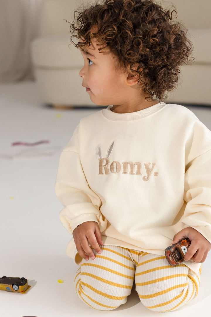 Bunny Name Oversized Fleece Sweatshirt - Embroidery