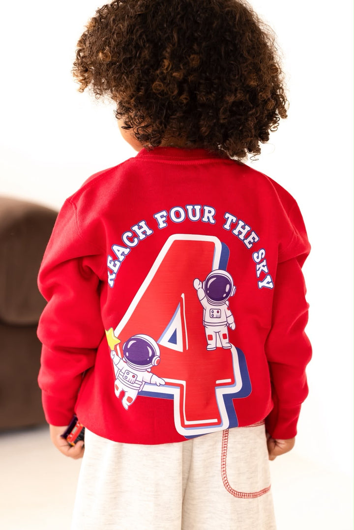 Space Birthday Red Sweatshirt - Print