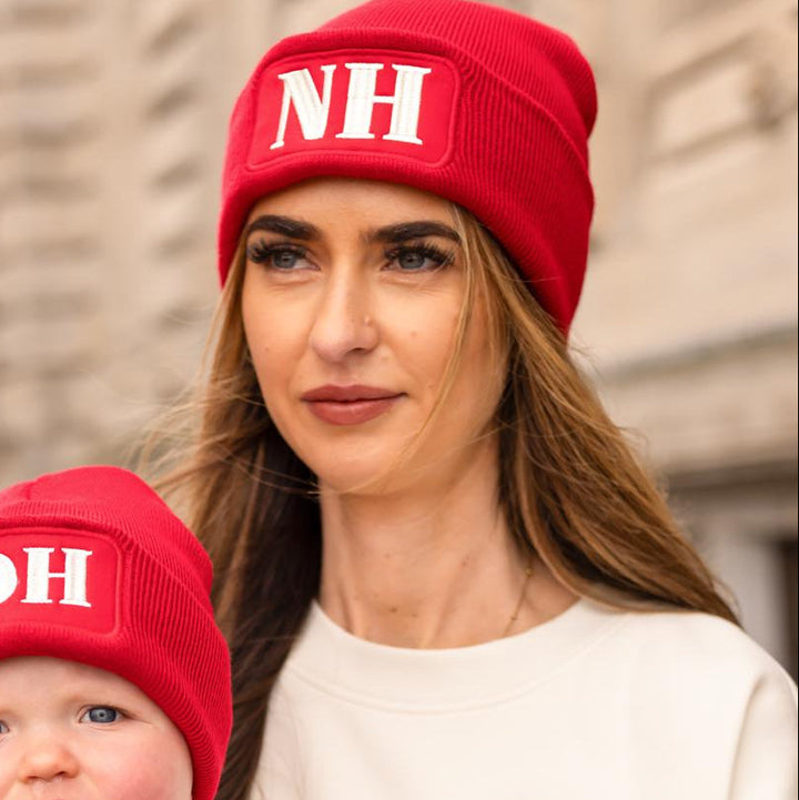 Matching Child Initial Beanie - embroidery