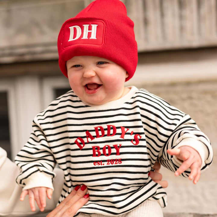 Daddy's BOY/GIRL Stripe Heart Sweatshirt - Embroidered
