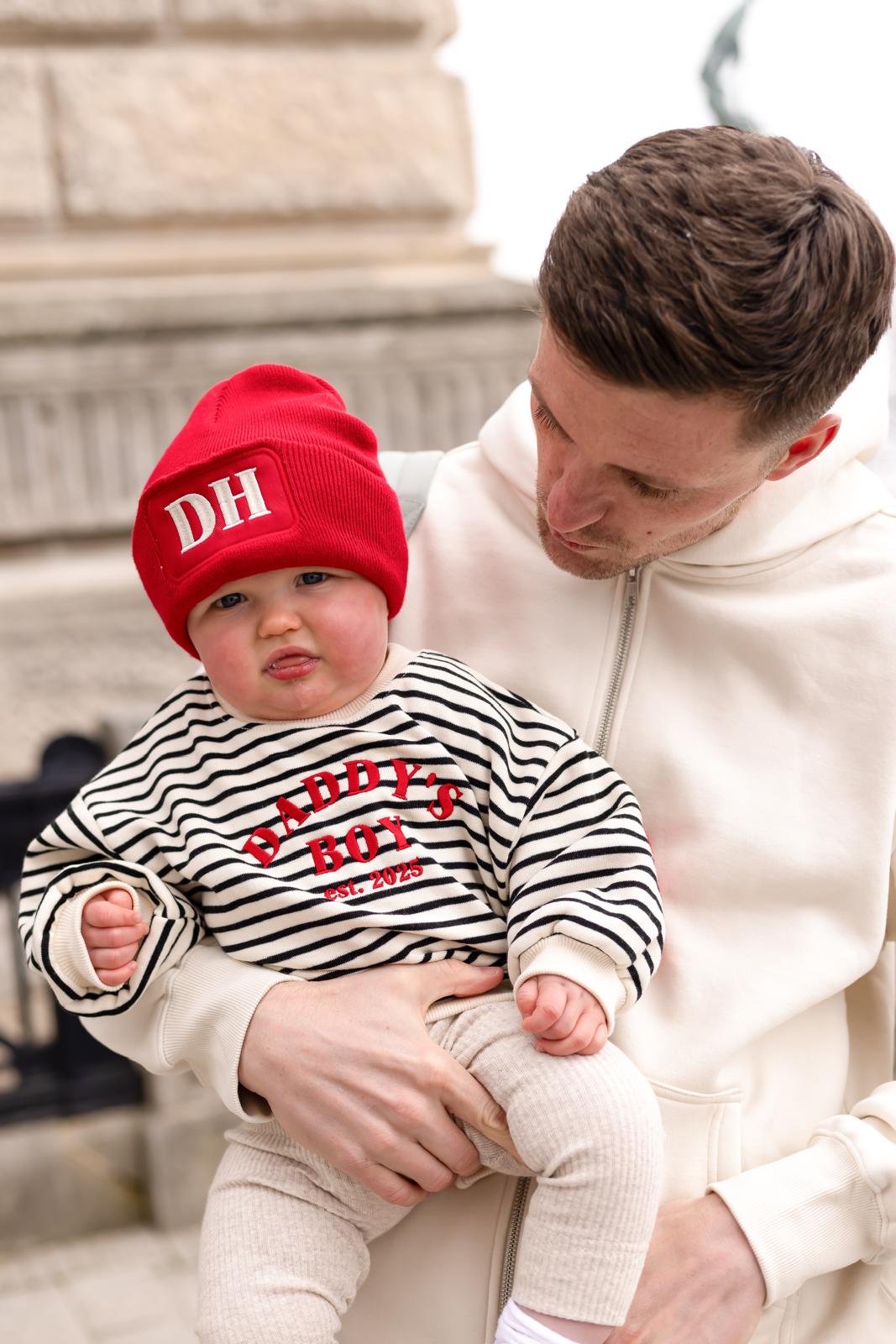Daddy's BOY/GIRL Stripe Heart Sweatshirt - Embroidered