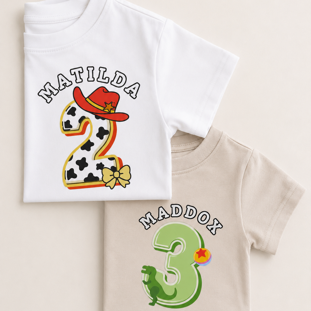 Cowgirl or Dinosaur Inspired Birthday Tshirt - Print