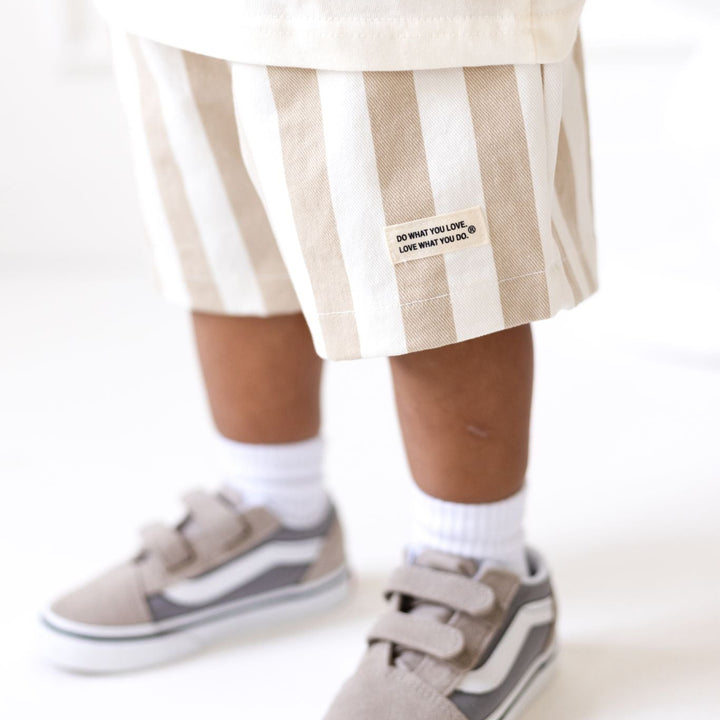 Beige Stripe Shorts