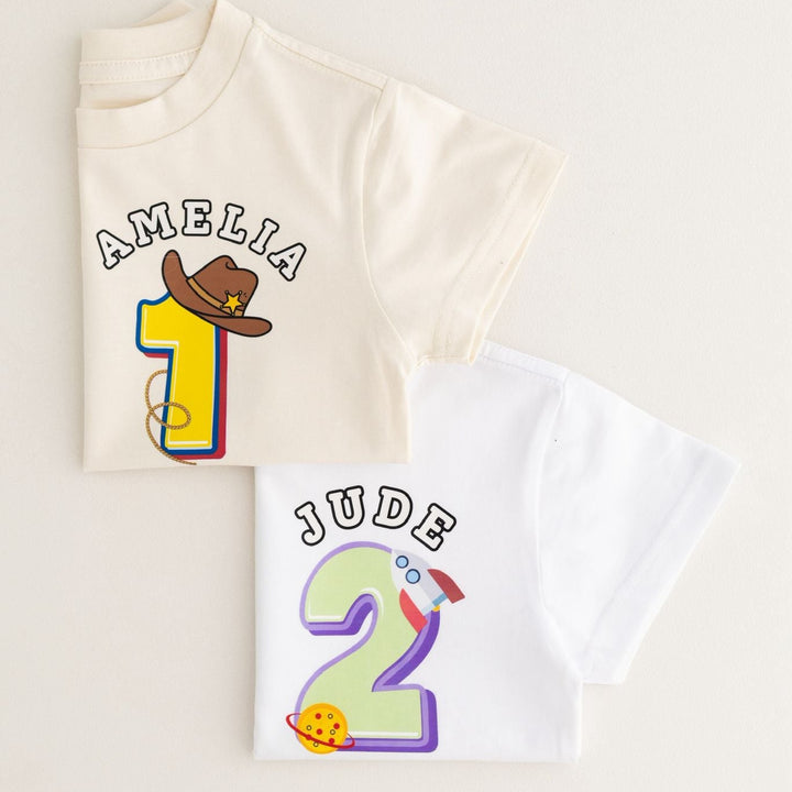 Cowboy or Space Inspired Birthday Tshirt - Print
