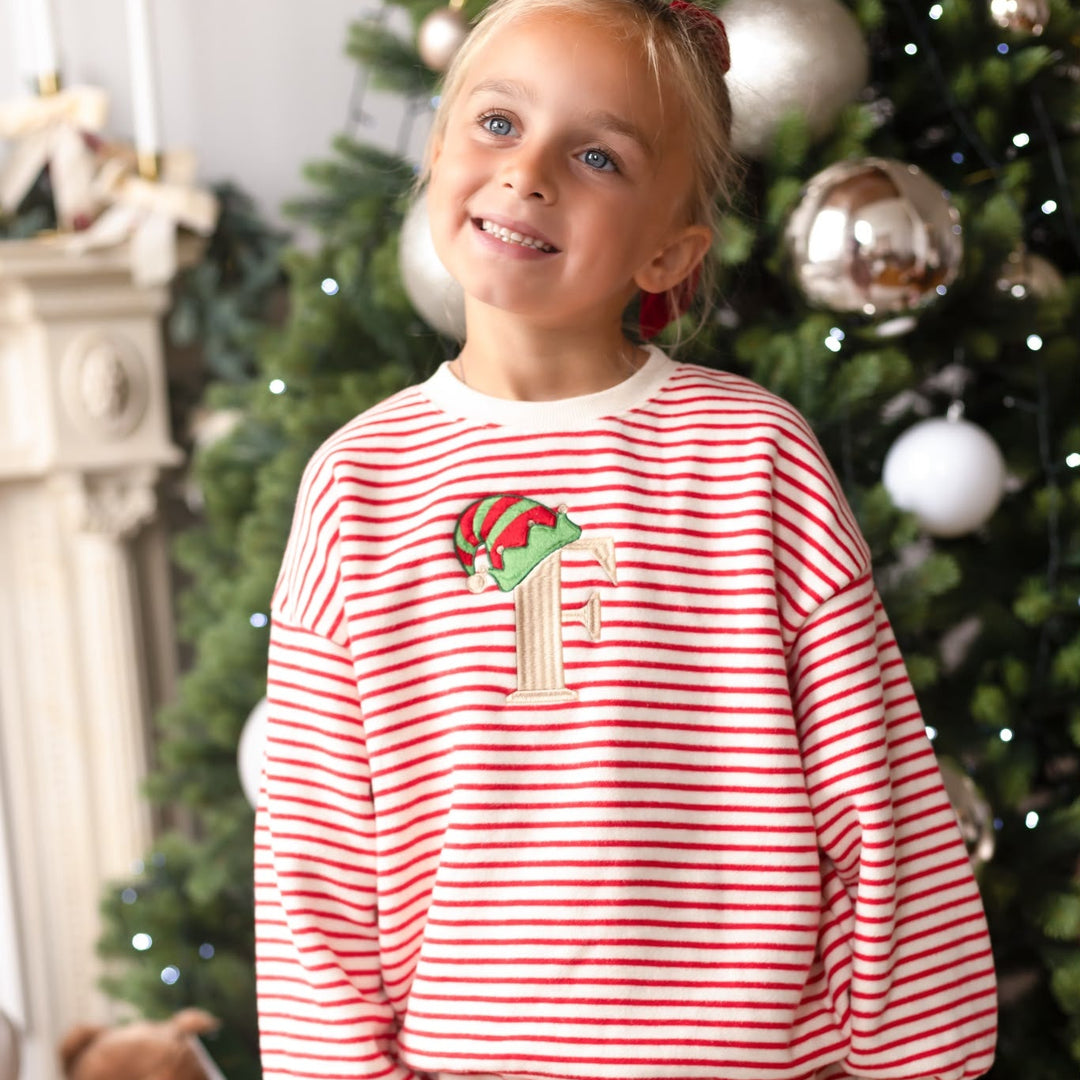 Oversized ELF Hat Stripe Fleece Tracksuit - Embroidered