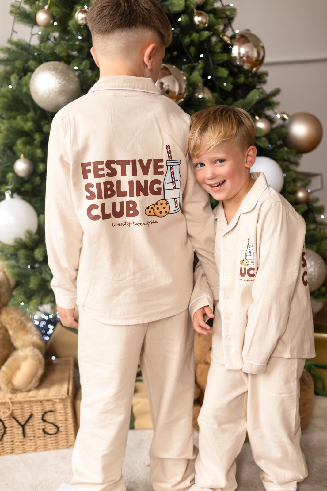 Festive Sibling Club Button up Set - Personalised (Print)