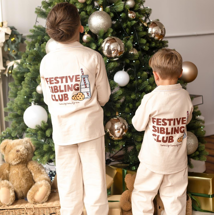 Festive Sibling Club Button up Set - Personalised (Print)