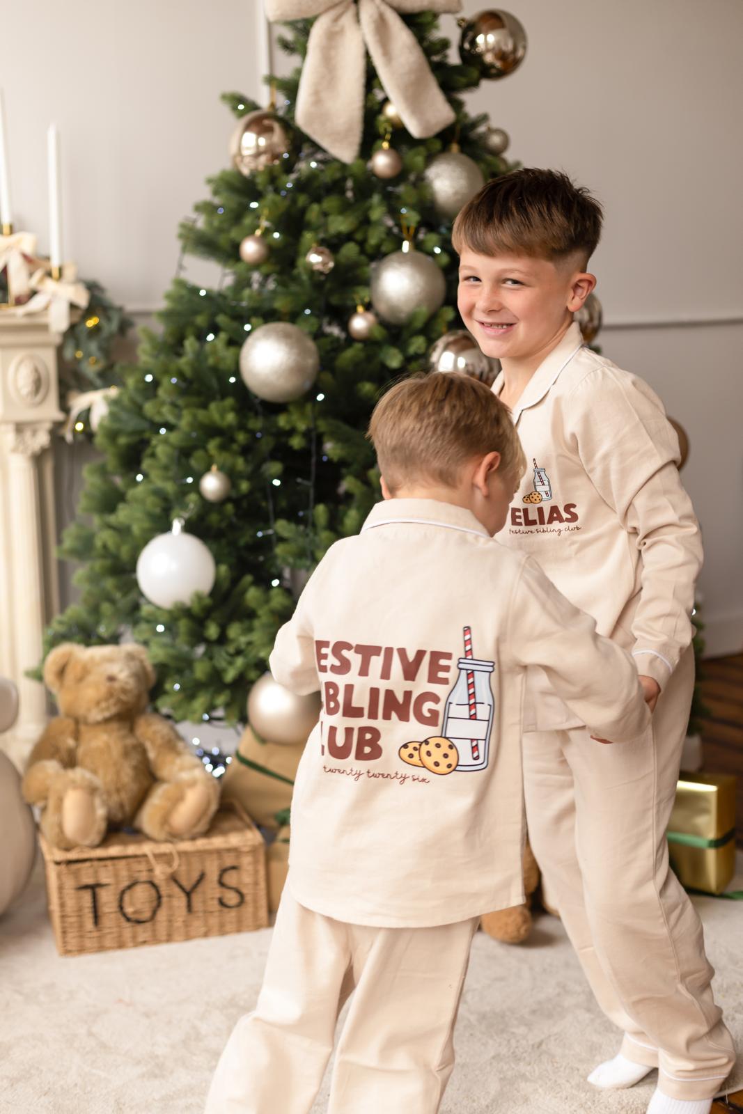 Festive Sibling Club Button up Set - Personalised (Print)