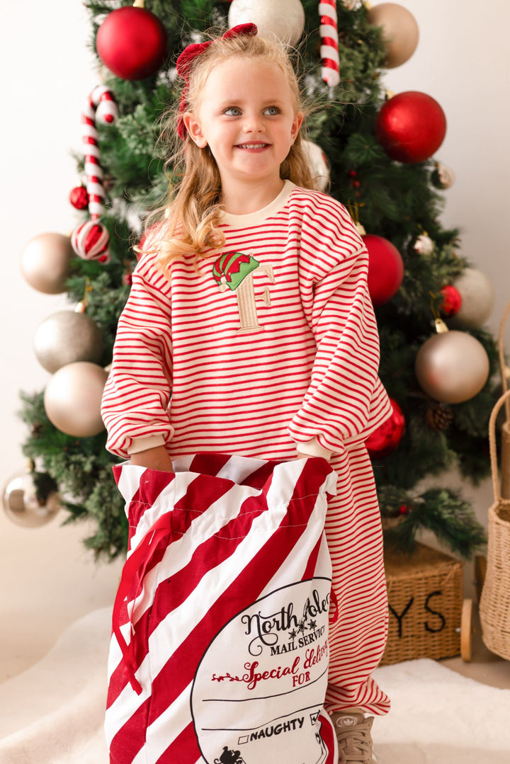 Oversized ELF Hat Stripe Fleece Tracksuit - Embroidered