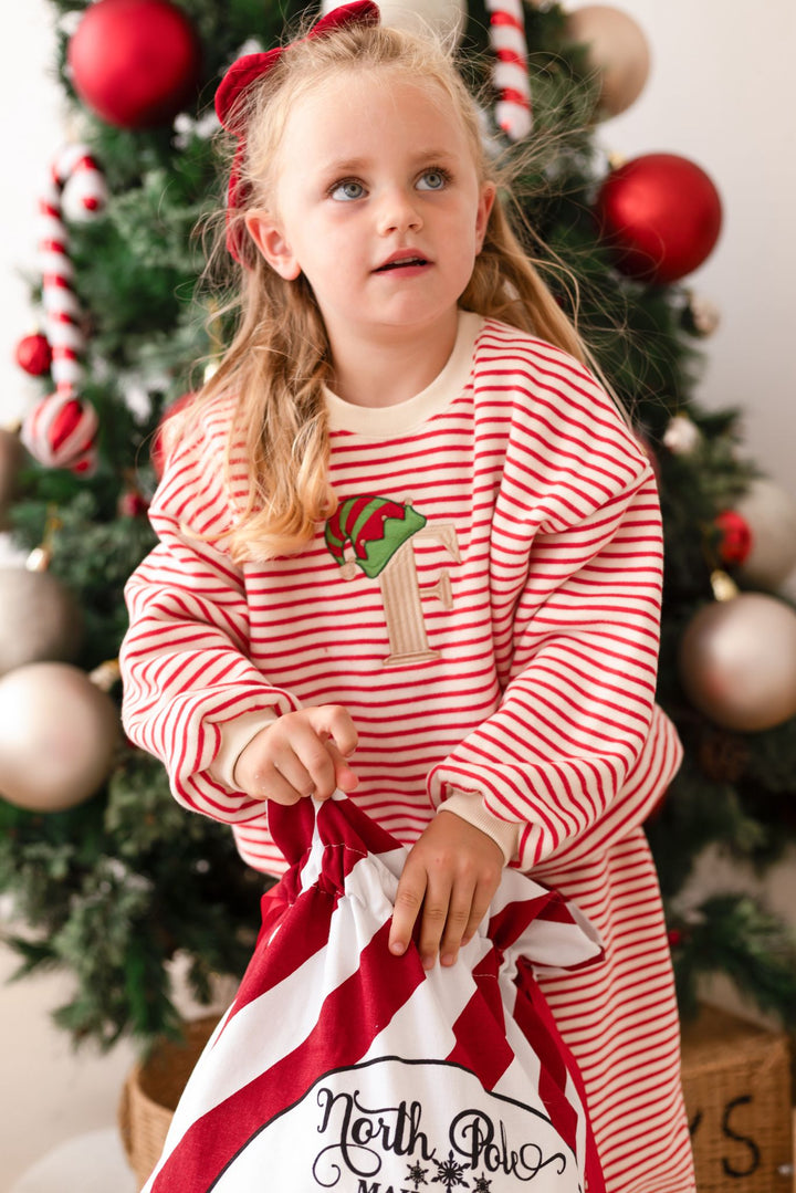 Oversized ELF Hat Stripe Fleece Tracksuit - Embroidered