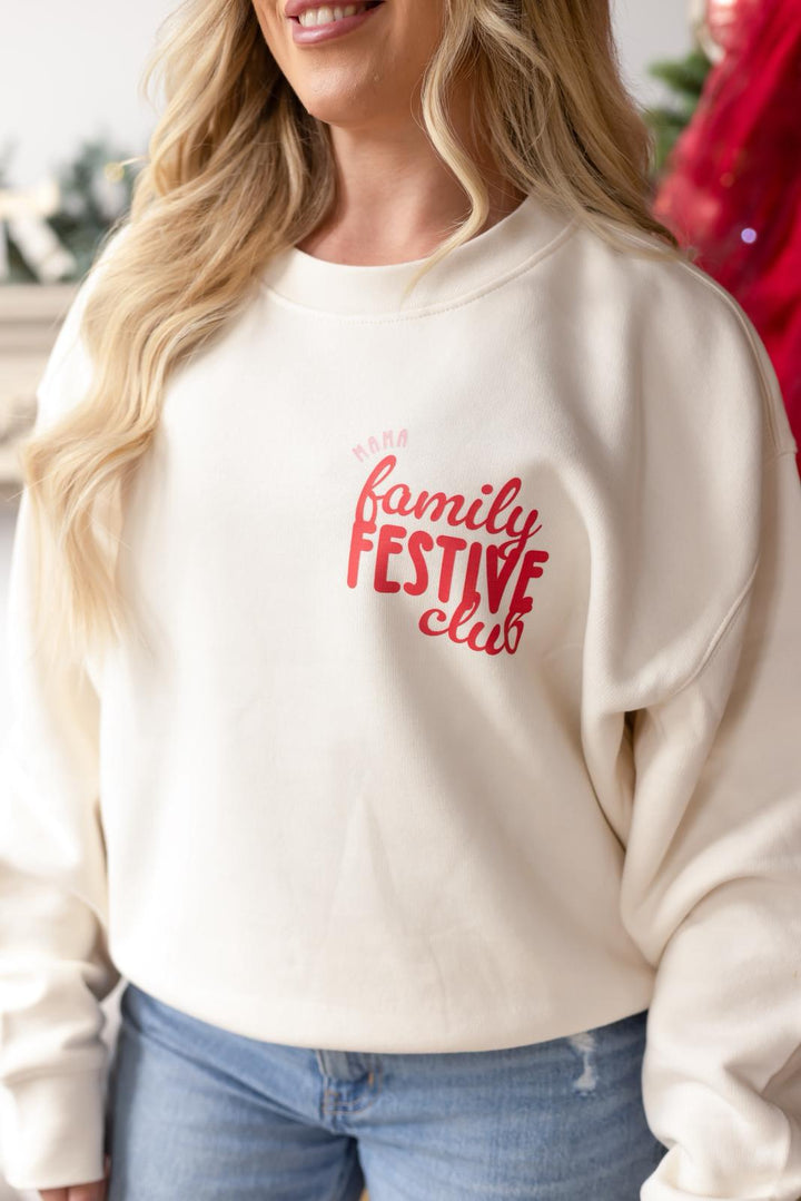Adult's Festive Club Matching Oversized Sweatshirt - print