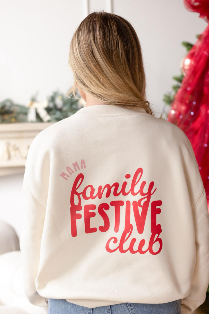 Adult's Festive Club Matching Oversized Sweatshirt - print