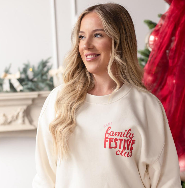 Adult's Festive Club Matching Oversized Sweatshirt - print