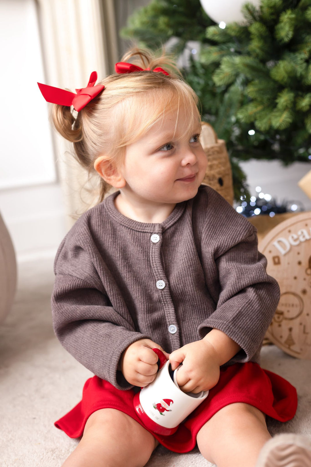 Bear Personalised Brown Christmas Cardigan – Initial (Embroidered)