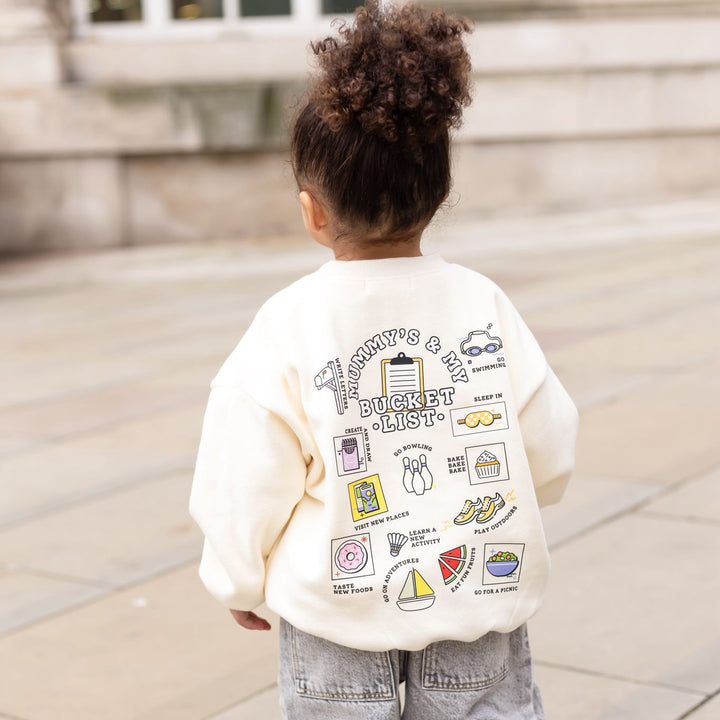 Kids Bucket List Vanilla Oversized Fleece Sweatshirt - Print Design