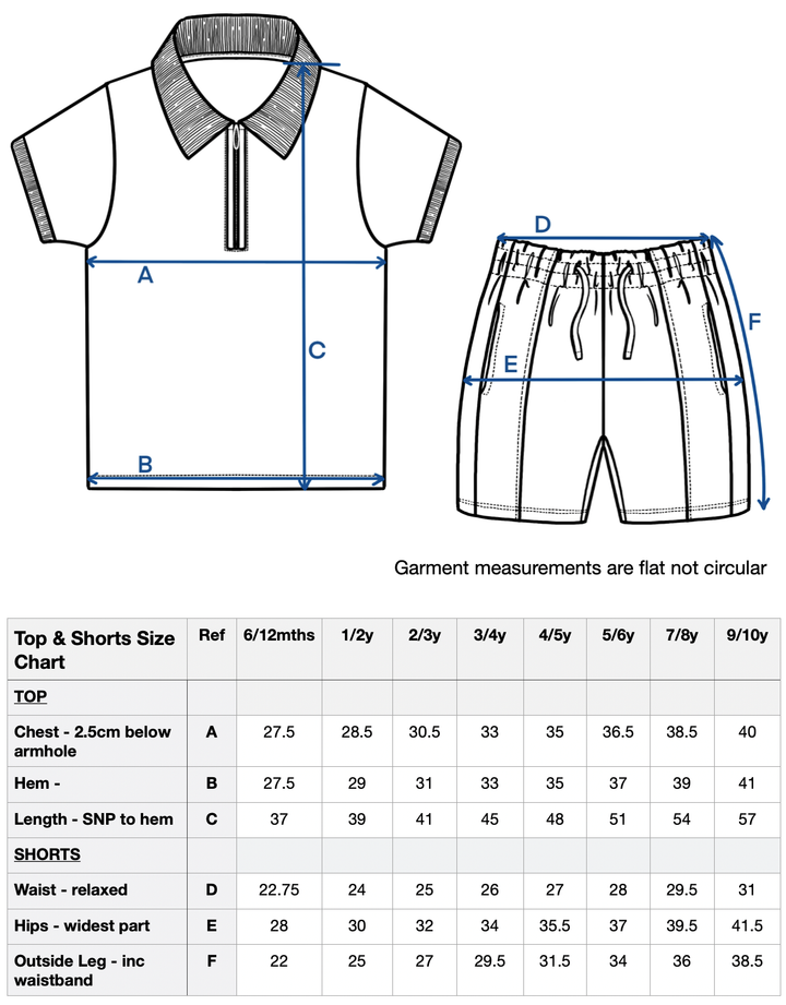 One Side Zip Short Set - Embroidered
