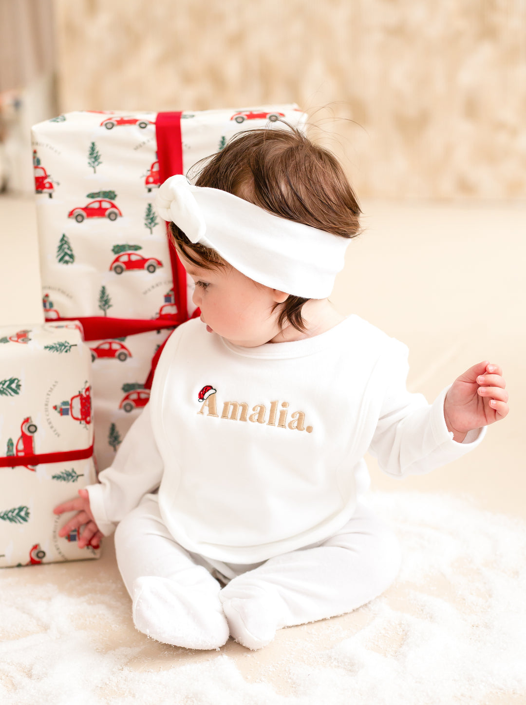 Santa's Hat Name Classic Bib - Embroidery