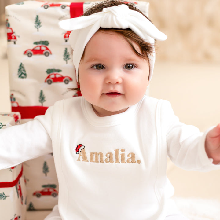 Santa's Hat Name Classic Bib - Embroidery