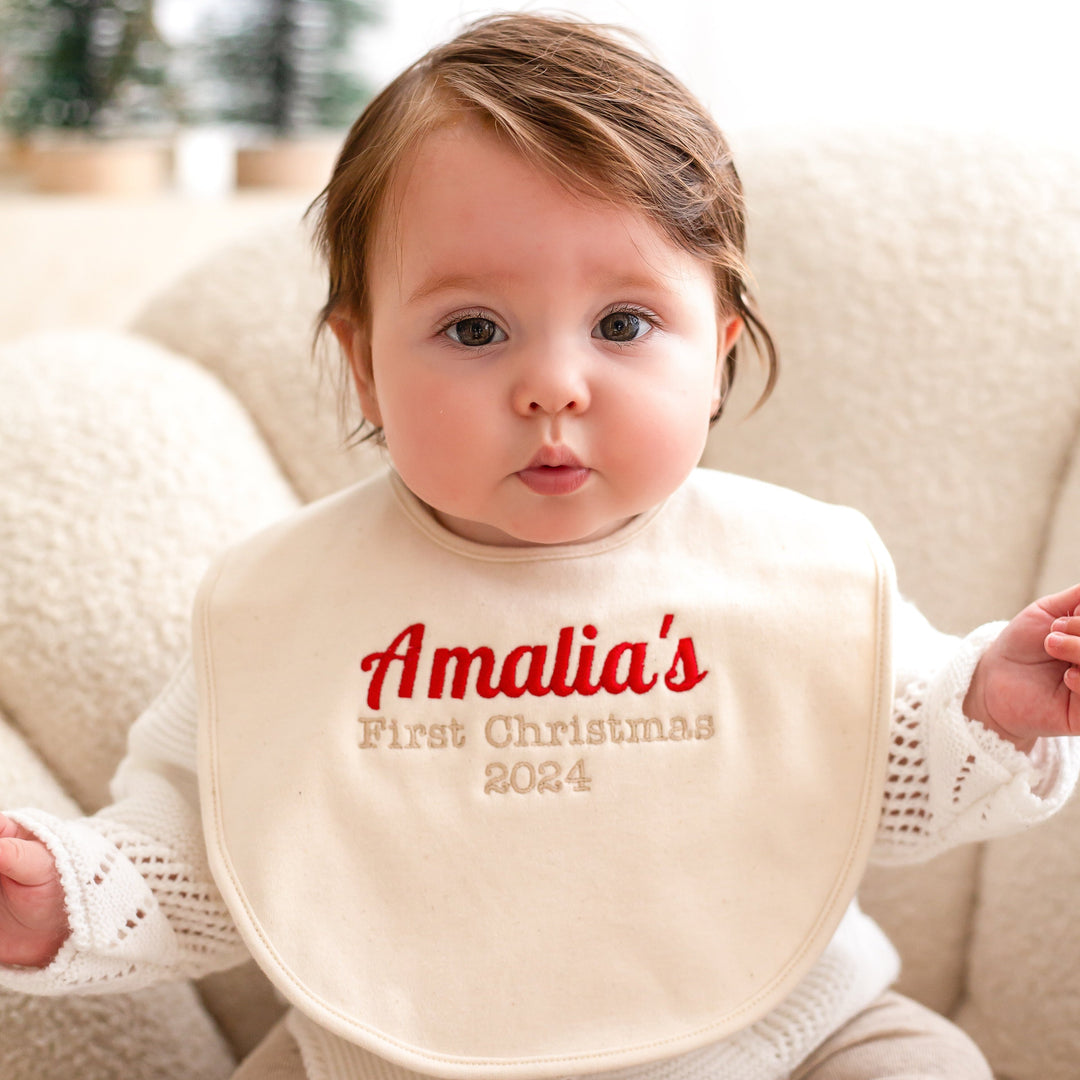 First Christmas Bib Signature - Embroidered