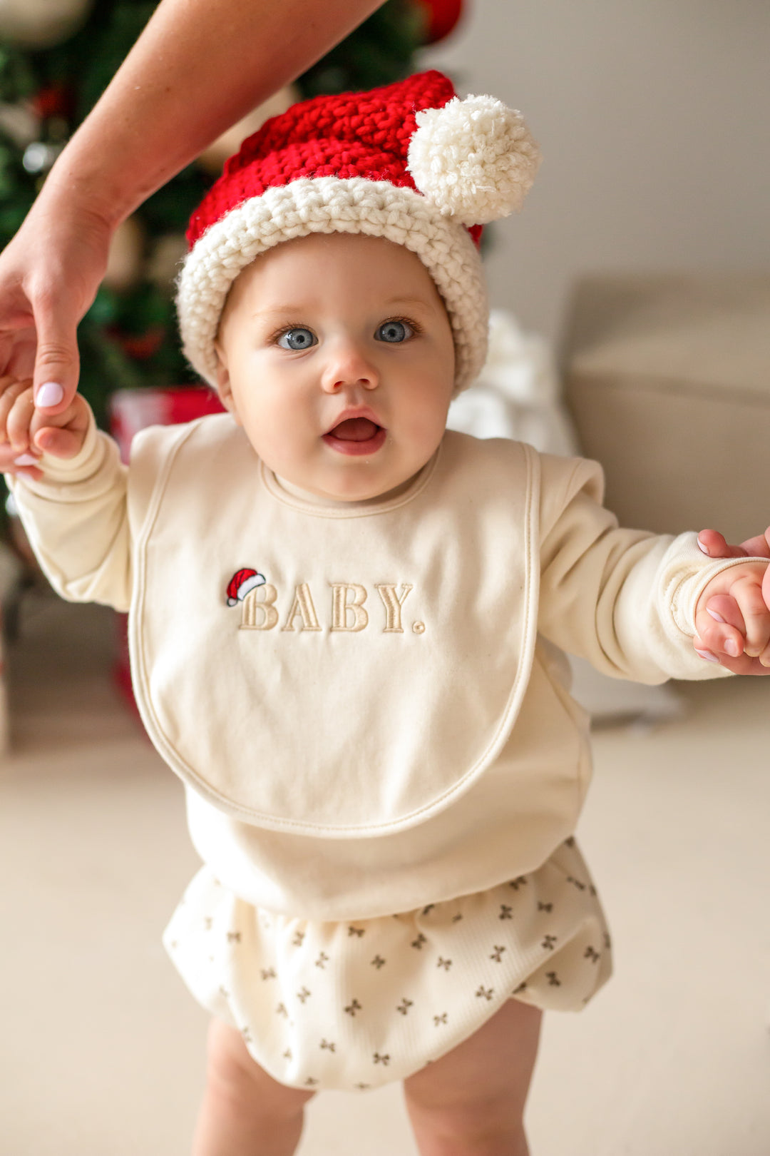 Santas Hat Bib Signature - Embroidered