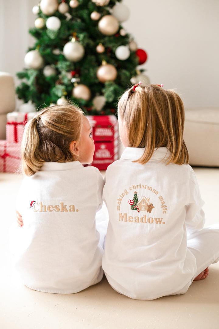 Santas Name Button up Set - Embroidered