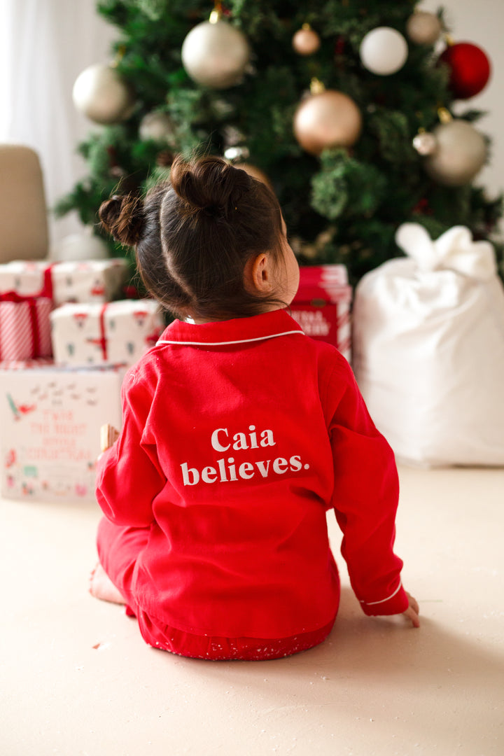 Name Believes Button up Set - Embroidered