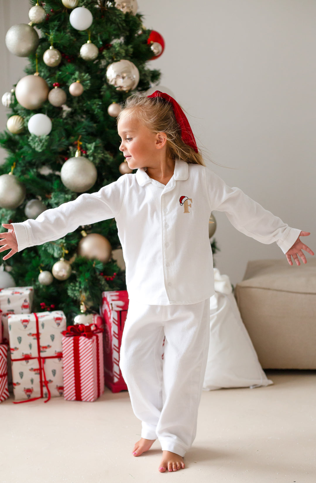 Santas Initial Button up Set - Embroidered
