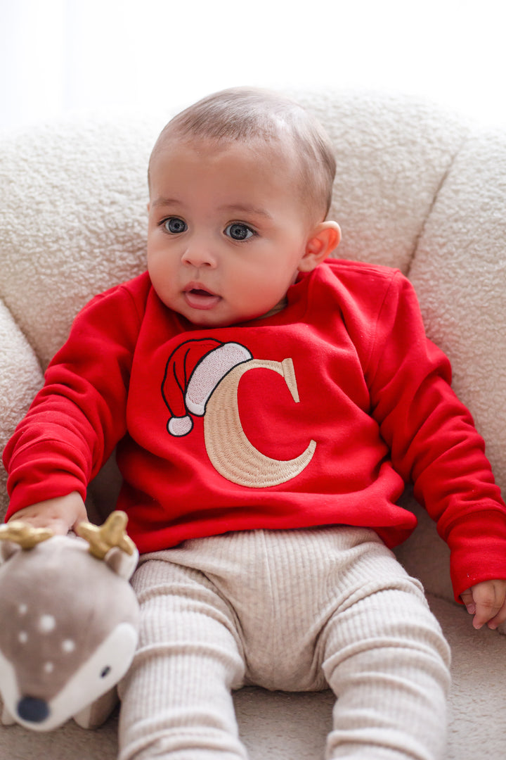 Santa Large initial Sweatshirt - Embroidered