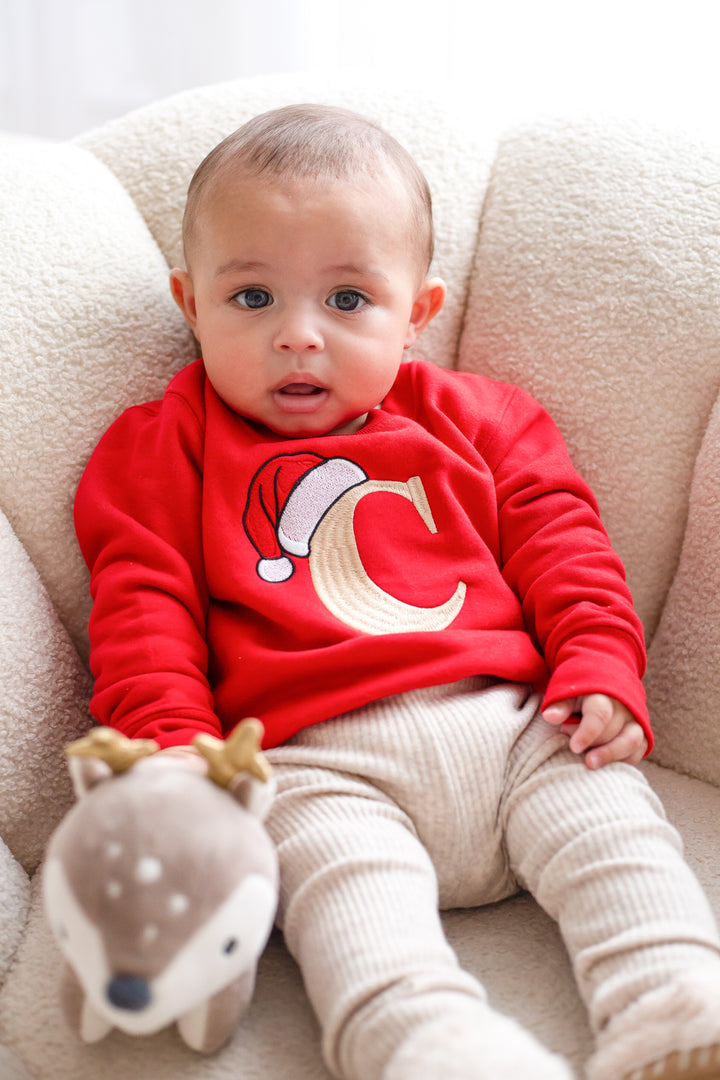 Santa Large initial Sweatshirt - Embroidered