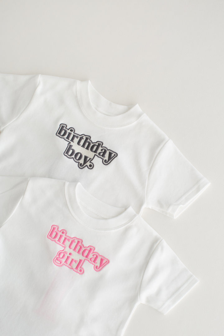 Birthday Boy/Girl T-Shirt - Two sided embroidery