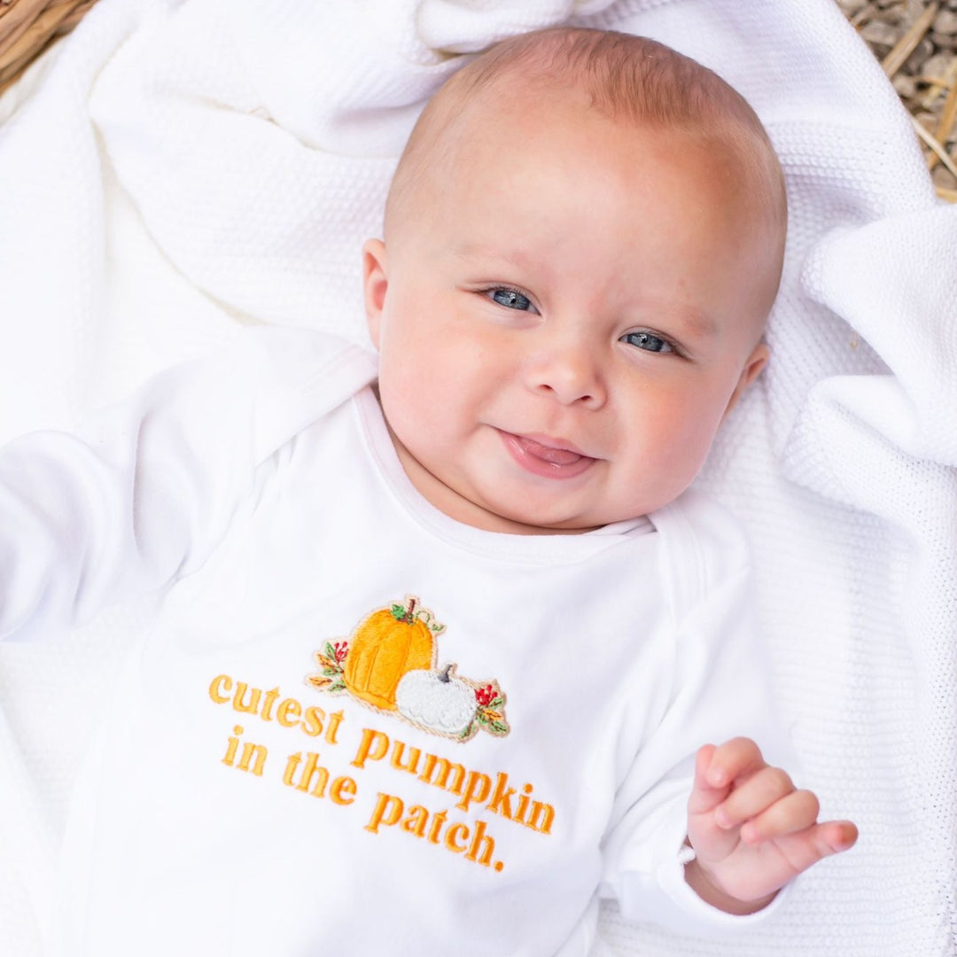 Pumpkin Baby Rompersuit - Embroidered