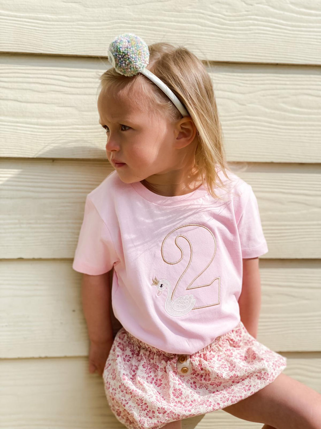 Swan birthday tshirt - embroidered