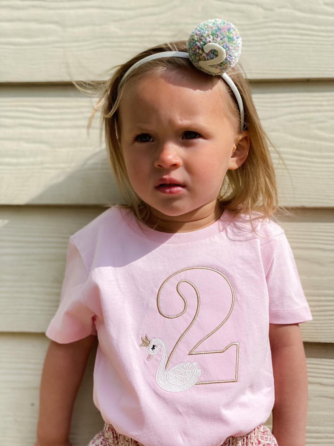 Swan birthday tshirt - embroidered