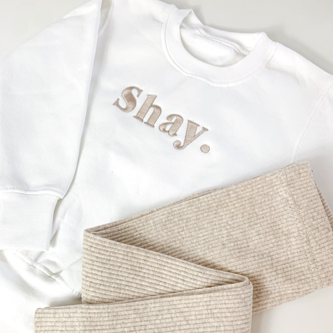 Name White Sweatshirt - Embroidery