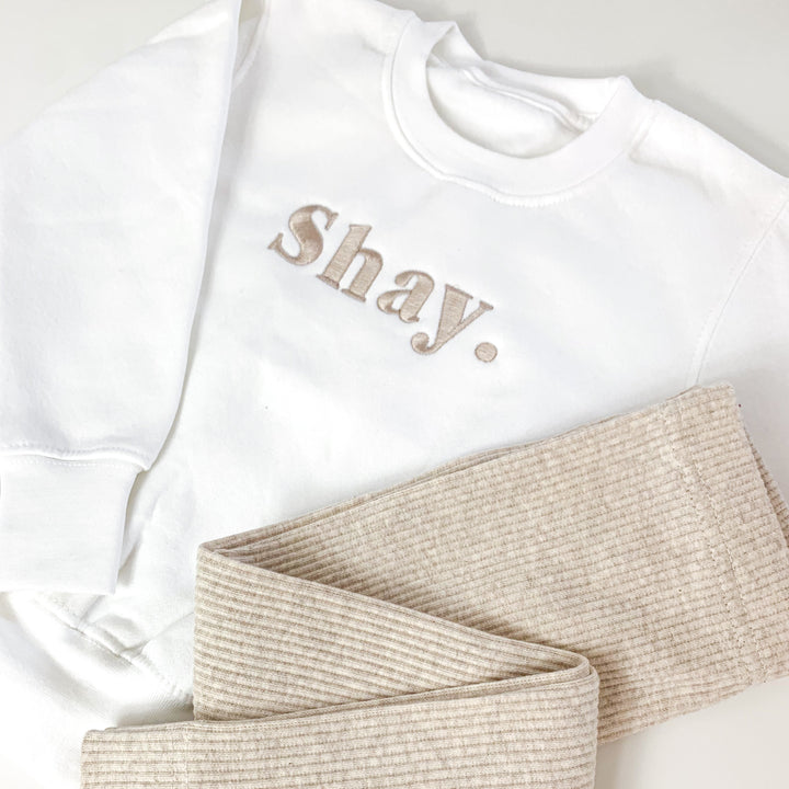 Name White Sweatshirt - Embroidery