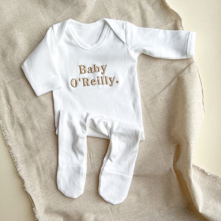 Baby Surname Rompersuit - Embroidered