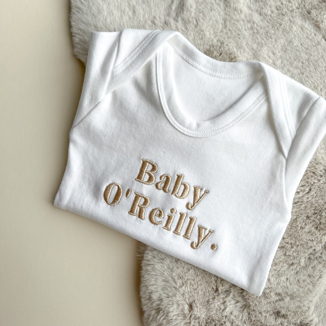Baby Surname Rompersuit - Embroidered