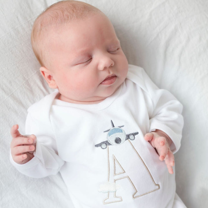Initial Plane Rompersuit - Embroidered