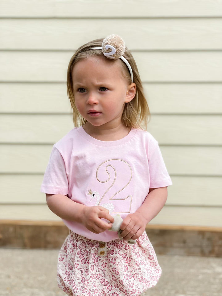 Swan birthday tshirt - embroidered