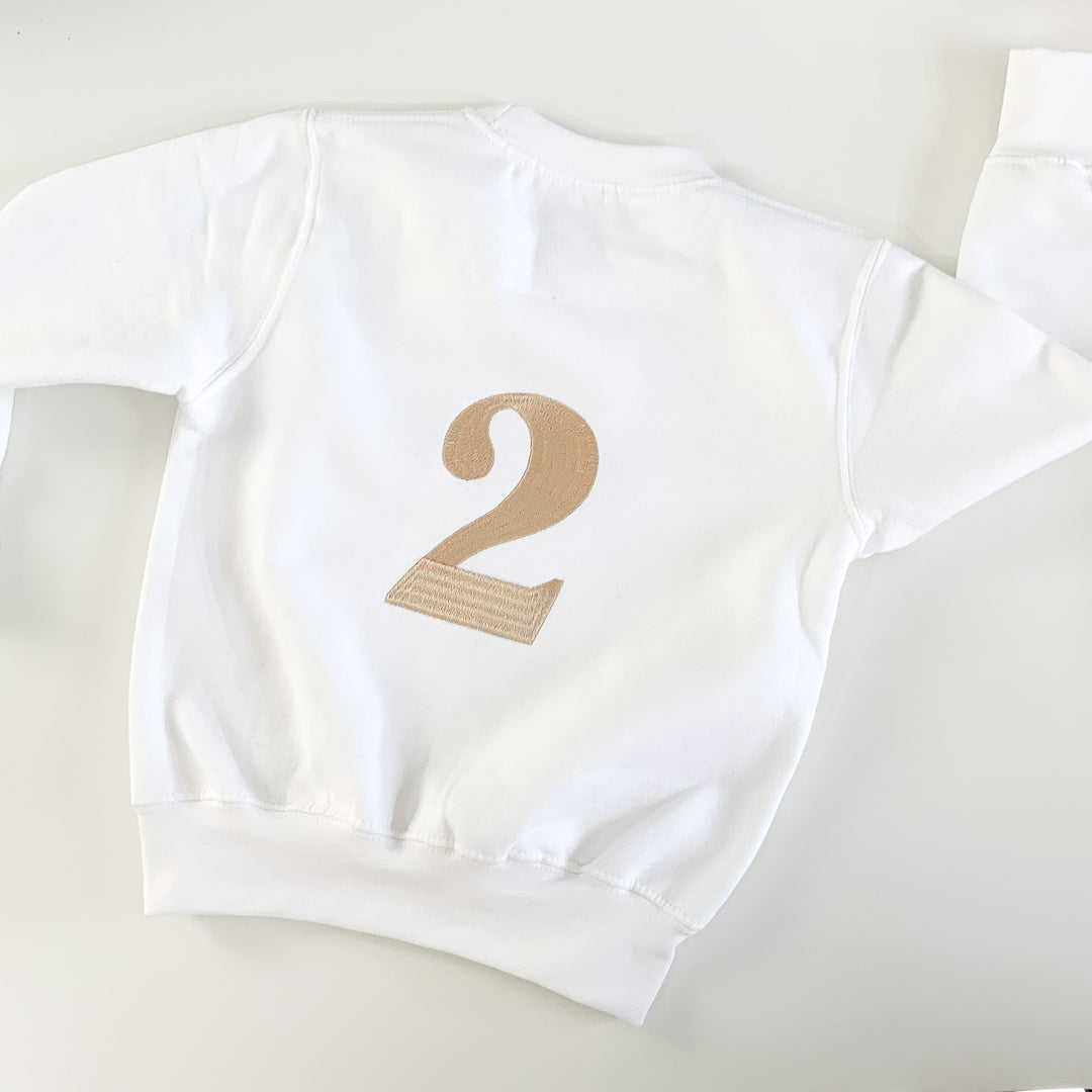 Birthday Sweatshirt - two sided embroidery